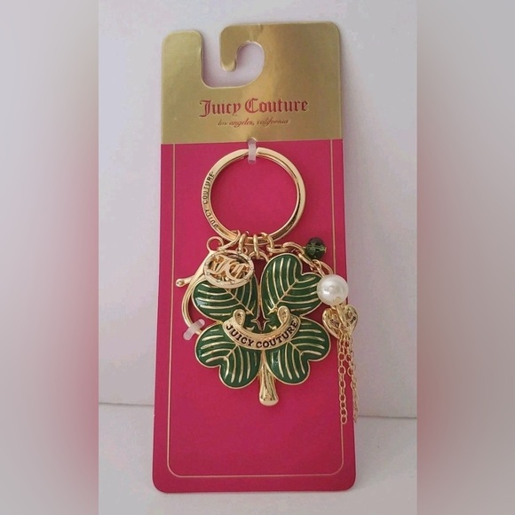Juicy Couture Gold and Green Clover Key Holder - Picture 1 of 11